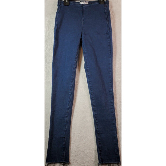 Free People Jeans Womens Size 24 Dark Blue Skinny‎ Leg Flat Front Elastic Waist - Picture 1 of 7